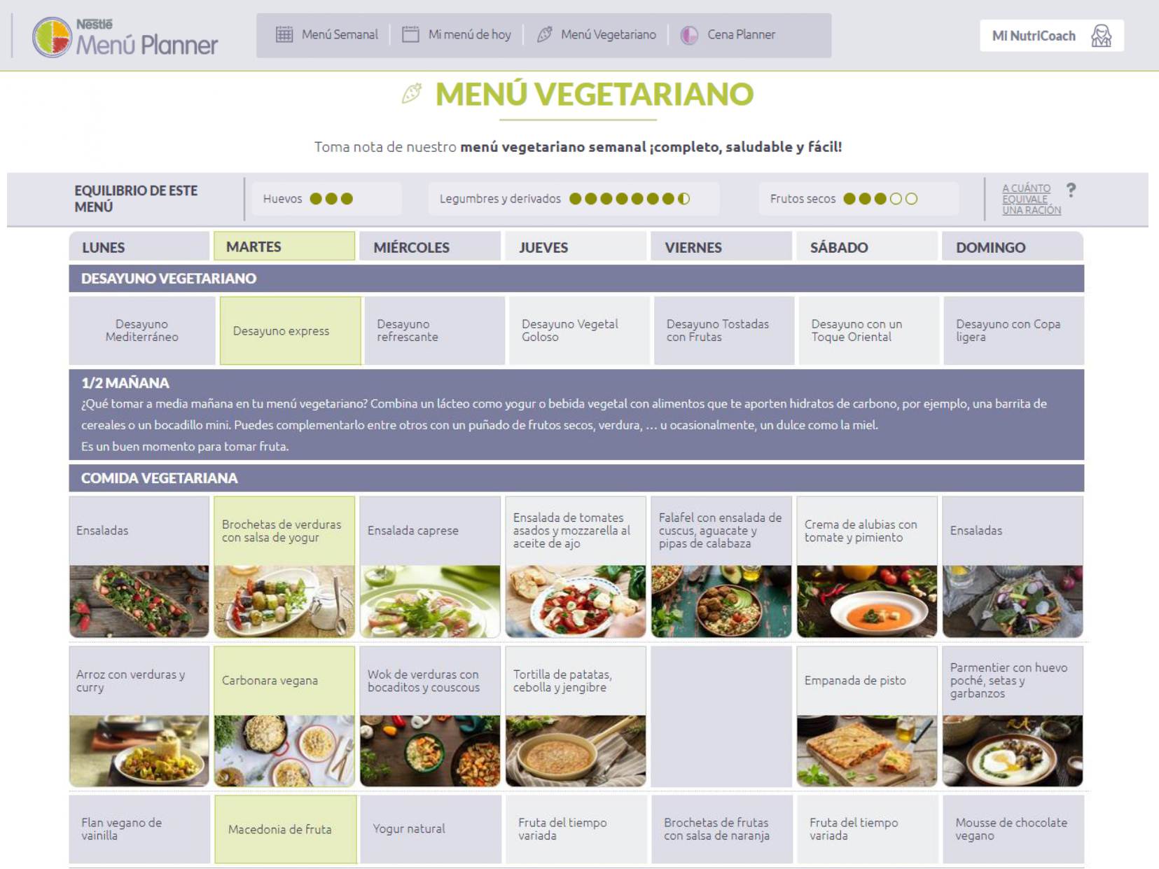 Menú Vegetariano