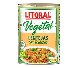 Lata de Litoral Vegetal, lentejas con verduras