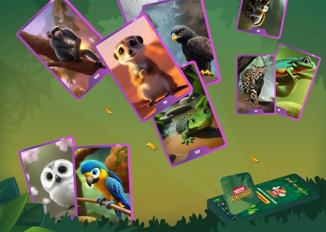 Muestra de algunos NFTs de Nestlé Jungly